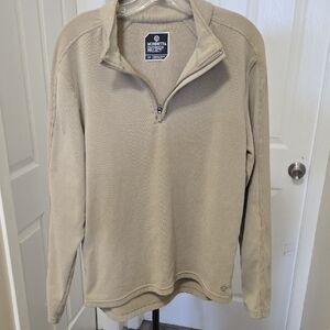 Mondetta Men's Zip-Neck Soft Fleecy Pullover Sweater in Khaki